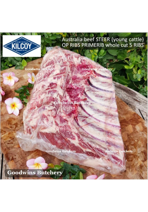 Beef rib PRIMERIB OP RIB Australia STEER (young cattle) KILCOY BLUE DIAMOND frozen well-aged WHOLE CUT 7 ribs +/- 7.5kg (price/kg)